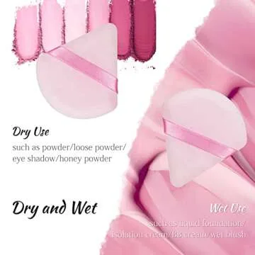 2 Pcs Triangle Powder Puff for Face - Soft Velour Makeup Powder Puffs - Setting Loose Beauty Powderpuff Triangle - Under Eye Powder Puff Face Makeup Applicator