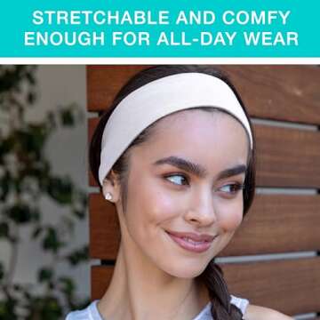 Scunci by Conair Soft Stretchable Headbands- accessories for women - mens headband - running headband- Assorted Colors - 5 Count