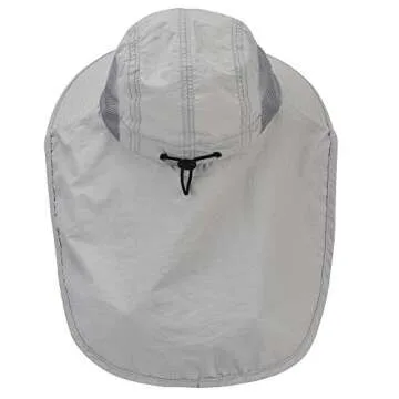 Kids Sun Hat with Neck Flap - Adjustable Children Wide Brim Summer UPF50+ Sun Protection Bucket for Boys Girls(Light Grey)