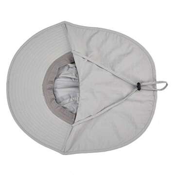 Kids Sun Hat with Neck Flap - Adjustable Children Wide Brim Summer UPF50+ Sun Protection Bucket for Boys Girls(Light Grey)