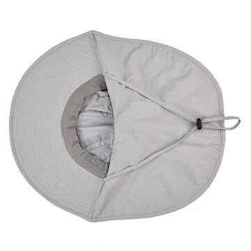 Kids Sun Hat with Neck Flap - Adjustable Children Wide Brim Summer UPF50+ Sun Protection Bucket for Boys Girls(Light Grey)