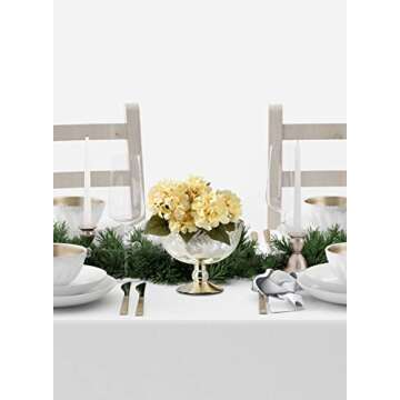 Serene Spaces Living Silver Etched Leaf Mercury Glass Bowl, Vintage Compote Bowl, Measures 7.5" Tall