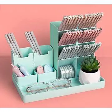 Migao coffee Pen Pencil Holder for Desk, Cute Stationery Home Office School Desktop Craft Art Supplies Accessory Crayon Caddy Box Organization Organizer Storage for Girl Kids (Pink)