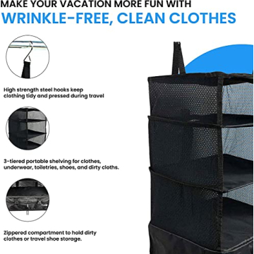 Stow-N-Go Portable Hanging Travel Shelves Organizer