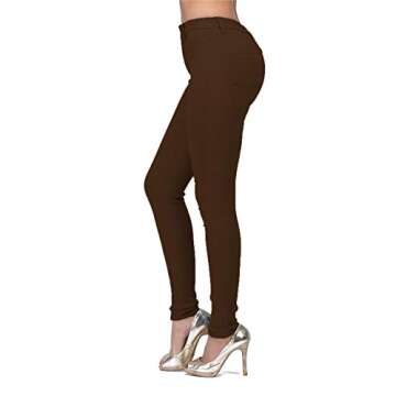 High Waisted-Rise Colored Stretch Skinny Destroyed Ripped Distressed Jeans for Women Olive Mustard RED (US, Alpha, Medium, Regular, Regular, Brown)