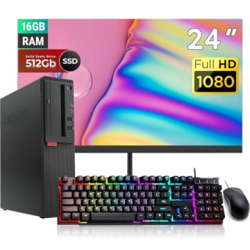 Lenovo ThinkCentre M710S SFF Desktop Computer PC, with 24" FHD(1920x1080) Monitor, Intel i3-6100 3.7...