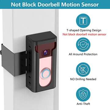 KIMILAR 2024 Upgrade Anti-Theft Video Doorbell Mount, Not Block Doorbell Motion Sensor, Adjustable No-Drill Mounting Bracket Wedge Holder Accessories for Home Rentals Office Room