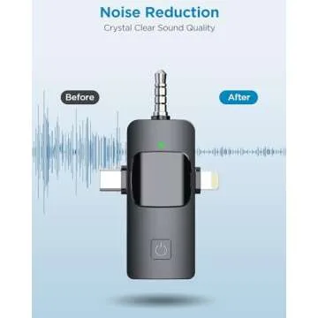 PQRQP Wireless Lavalier Microphone for iPhone, Android, Camera - Noise Cancelling Clip-on Mic with 100ft Range, USB-C/Lightning Charging, Portable Mic for Video Recording-AB1