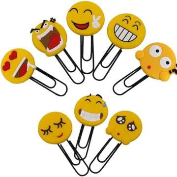 Cute Bookmarks, Funny Paperclip Bookmark, Novelty Emoticon Book Marker for Kids, Girls, Boys, School Student (Random 10PCS)