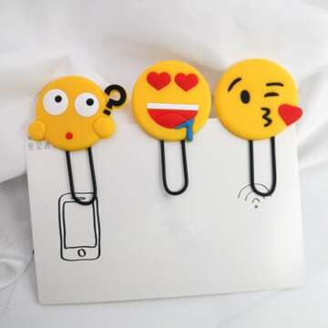 Cute Bookmarks, Funny Paperclip Bookmark, Novelty Emoticon Book Marker for Kids, Girls, Boys, School Student (Random 10PCS)