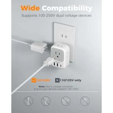 US to Japan Plug Adapter 2 Pack, TESSAN 2 Prong to 3 Prong Outlet Adapter with 4 Outlets 3 USB (1 USB-C), Outlet Converter US to Japan China Mexico Philippines Canada Peru Thailand Vietnam