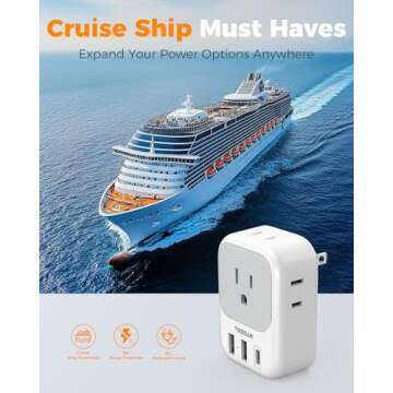 US to Japan Plug Adapter 2 Pack, TESSAN 2 Prong to 3 Prong Outlet Adapter with 4 Outlets 3 USB (1 USB-C), Outlet Converter US to Japan China Mexico Philippines Canada Peru Thailand Vietnam