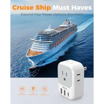 US to Japan Plug Adapter 2 Pack, TESSAN 2 Prong to 3 Prong Outlet Adapter with 4 Outlets 3 USB (1 USB-C), Outlet Converter US to Japan China Mexico Philippines Canada Peru Thailand Vietnam
