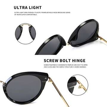 SUNGAIT Oversized Vintage Polarized Cat Eye Sunglasses for Women UV400