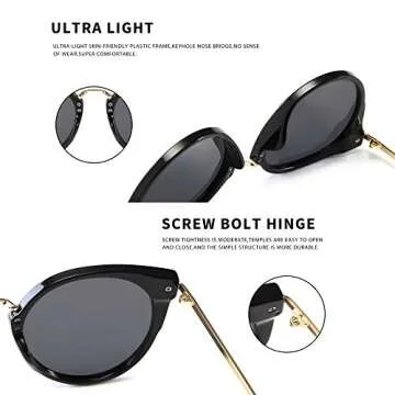 SUNGAIT Oversized Vintage Polarized Cat Eye Sunglasses for Women UV400