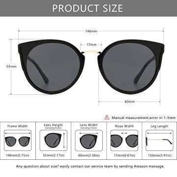 SUNGAIT Oversized Vintage Polarized Cat Eye Sunglasses for Women UV400