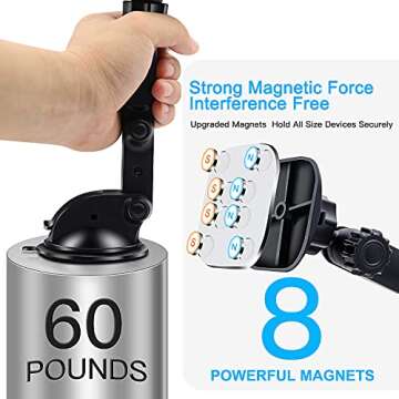 Universal Magnetic Phone Car Mount with 360° Rotation and Strong Suction Cup