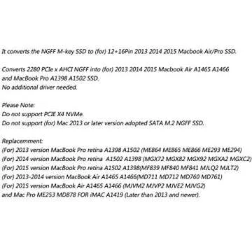 Sensico NVME SSD Convert Adapter for MacBook Air Pro 2013-2017