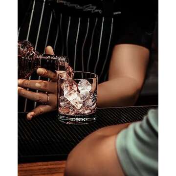 LUXU Whiskey Glasses-Premium 11 OZ Scotch Glasses Set of 6 /Old Fashioned Whiskey Glasses/Perfect Scotch Bourbon Whiskey Tumblers/Style Glassware for Bourbon/Rum glasses/Bar whiskey glasses,Clear