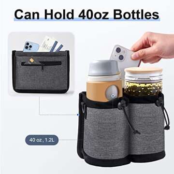 Travel Essentials Luggage Cup Holder for Suitcases Free Hands, Travel Accessories, Carry on Beverage Cup Holder Attachment, Luggage Cup Caddy Gifts for Flight Attendants, Business, Travelers, Gray