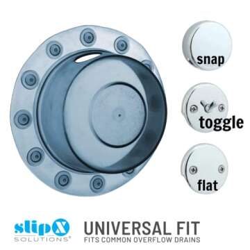 SlipX Solutions Bottomless Bath | Overflow Drain Cover for Tub | Best Gifts for Mom, Spa & Bath Accessories | Drain Block, Water Stopper Plug | Bath Essentials for Women | 4" Diameter, Dusty Blue