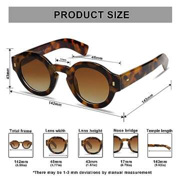 VANLINKER Vintage Round Polarized Sunglasses for Women Men Trendy Shades Retro Circle Sun Glasses VL9743 C2 Tortoise Frame Brown Lenses