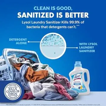 Lysol Laundry Sanitizer Additive, Free & Clear, Free from Fragrance and Dyes, 0% Bleach Laundry Sanitizer, Bacteria-causing Laundry Odor Eliminator, Unscented, 90 Fl Oz (Pack of 1) - Package May Vary