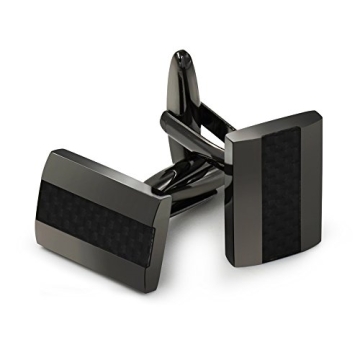 Mr. Van Carbon Fiber Cufflinks - Rhodium Plated
