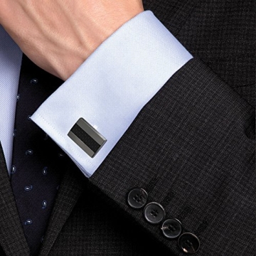 Mr. Van Carbon Fiber Cufflinks - Rhodium Plated