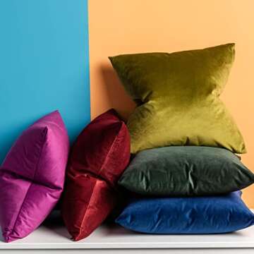 JUSPURBET Olive Green Velvet Throw Pillow Covers Set of 2