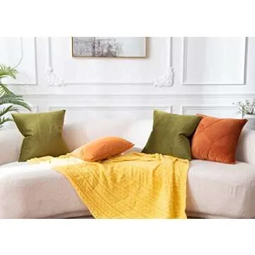 JUSPURBET Olive Green Velvet Throw Pillow Covers Set of 2