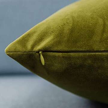 JUSPURBET Olive Green Velvet Throw Pillow Covers Set of 2