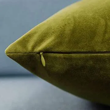 JUSPURBET Olive Green Velvet Throw Pillow Covers Set of 2