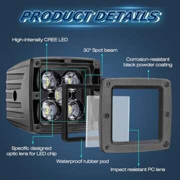 LED Cubes, Niwaker 2PCS 3 Inch 100W CREE LED Pods Spot LED Work Light Off Road Driving Lights Square LED Light Bar Waterproof Fog Lights for Truck ATV UTV SUV RV Boat