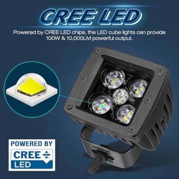 LED Cubes, Niwaker 2PCS 3 Inch 100W CREE LED Pods Spot LED Work Light Off Road Driving Lights Square LED Light Bar Waterproof Fog Lights for Truck ATV UTV SUV RV Boat
