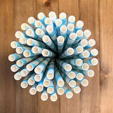 Shuiniba Biodegradable Striped Paper Straws - Eco-Friendly 100 Pack