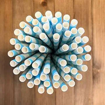 Shuiniba Biodegradable Striped Paper Straws - Eco-Friendly 100 Pack
