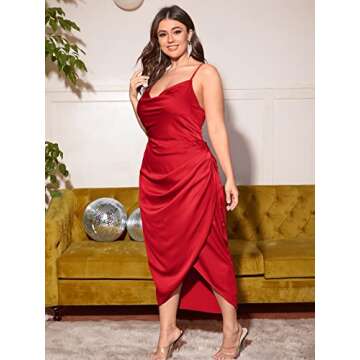 Floerns Plus Size Satin Party Cami Dress for Women