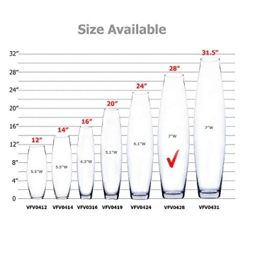 WGV Tall Bullet Glass Vase 28" - Elegant Floral Centerpiece