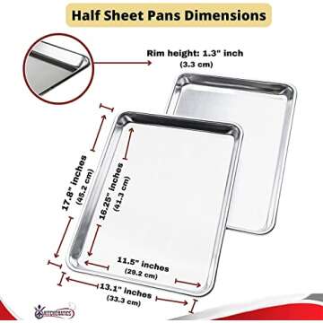 KITCHENATICS Premium Quality Half Sheet Size Baking Pans, Nonstick Cookie Sheets for Baking, Oven Sa...