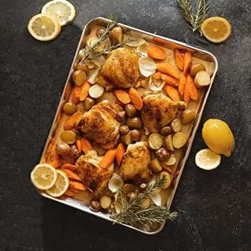 KITCHENATICS Premium Quality Half Sheet Size Baking Pans, Nonstick Cookie Sheets for Baking, Oven Safe Baking Sheet Pans, Heavy Duty 1/2 Commercial Baking Sheets for Oven - 13.1" x 17.9" IN, Set of 2