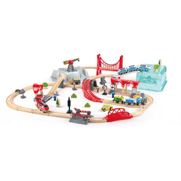 Hape City Railway Toy Set with Magnetic Crane - Ages 3+