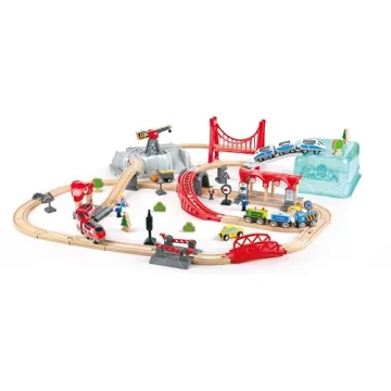Hape City Railway Toy Set with Magnetic Crane - Ages 3+