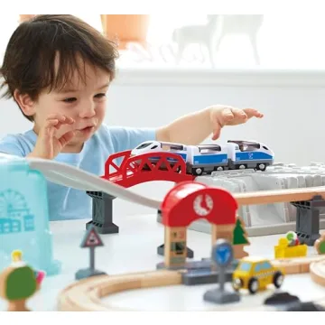 Hape City Railway Toy Set with Magnetic Crane - Ages 3+