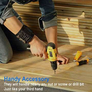 Magnetic Wristband with 20 Strong Magnets for Holding Screws Nails Drill Bits, Father's Day Gifts fo...