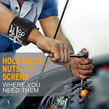 Magnetic Wristband with 20 Strong Magnets for Holding Screws Nails Drill Bits, Father's Day Gifts for Dad, Gadgets Tools, Gifts for Men,Husband, Boyfriend and DIY Handyman