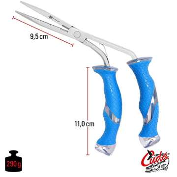 CUDA 9" Titanium Bonded Stainless Steel Freshwater Pistol Grip Pliers 18096 Durable Fishing Hooks Remover with Integrated Crimper and Mono Fluorocarbon Cutter