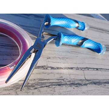 CUDA 9" Titanium Bonded Stainless Steel Freshwater Pistol Grip Pliers 18096 Durable Fishing Hooks Remover with Integrated Crimper and Mono Fluorocarbon Cutter