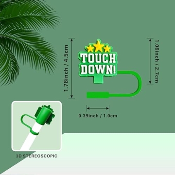 Football Team Theme Straw Covers - 9 Silicone Tops & Stickers