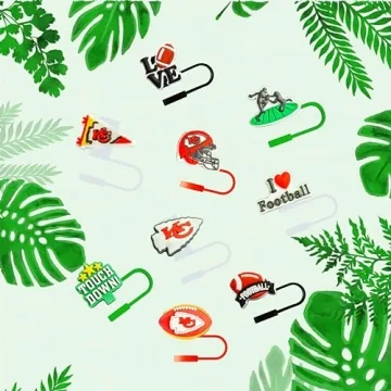 Football Team Theme Straw Covers - 9 Silicone Tops & Stickers
